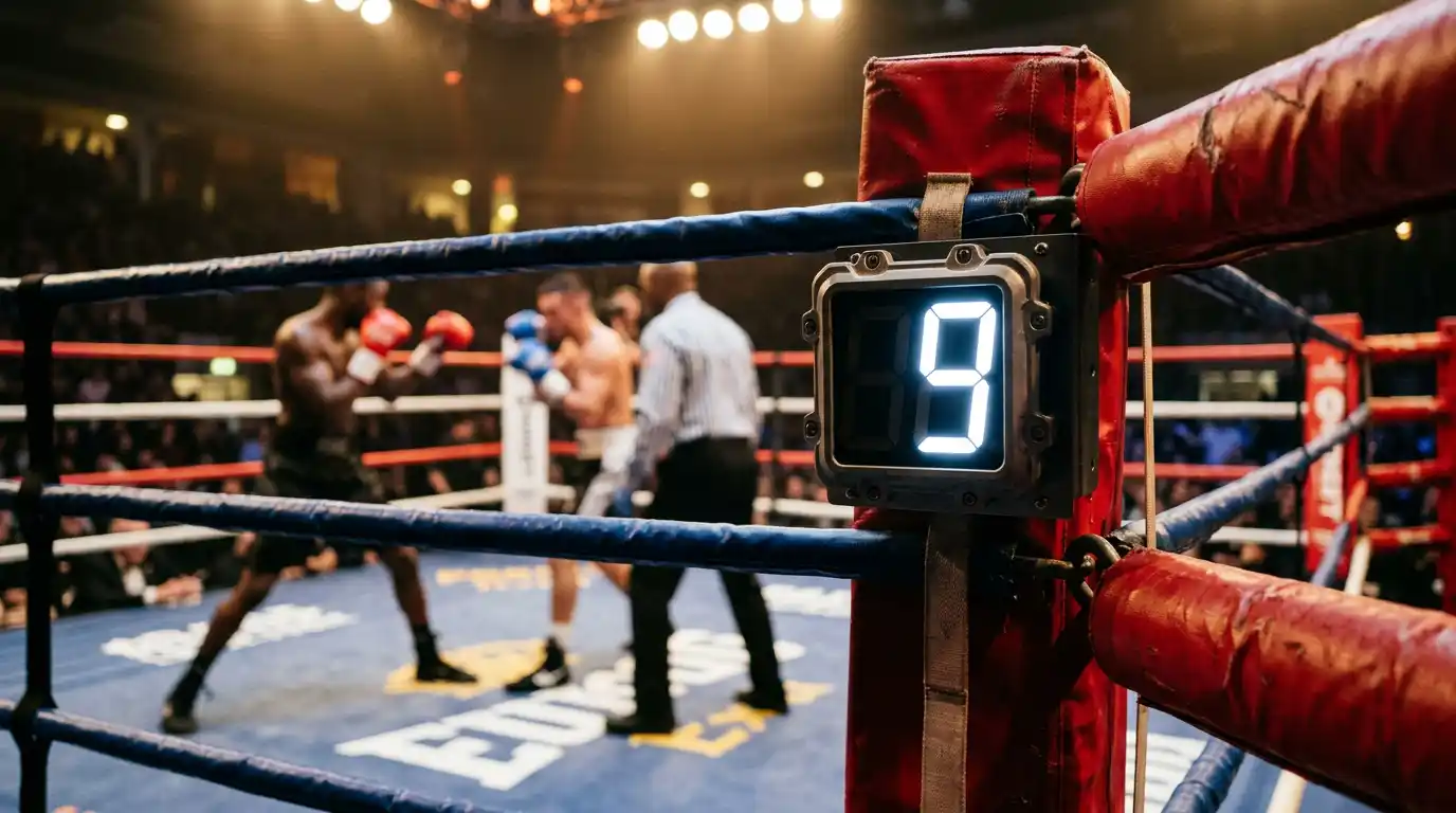 Indicatore del round corrente accanto al ring durante un match professionistico