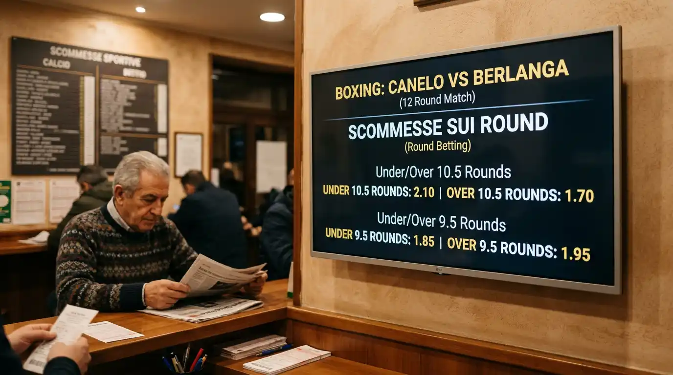 Monitor con quote Under e Over round in evidenza nello stand di un bookmaker