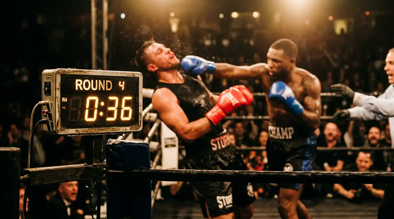 Cronometro del ring che segna il momento esatto della fine del match