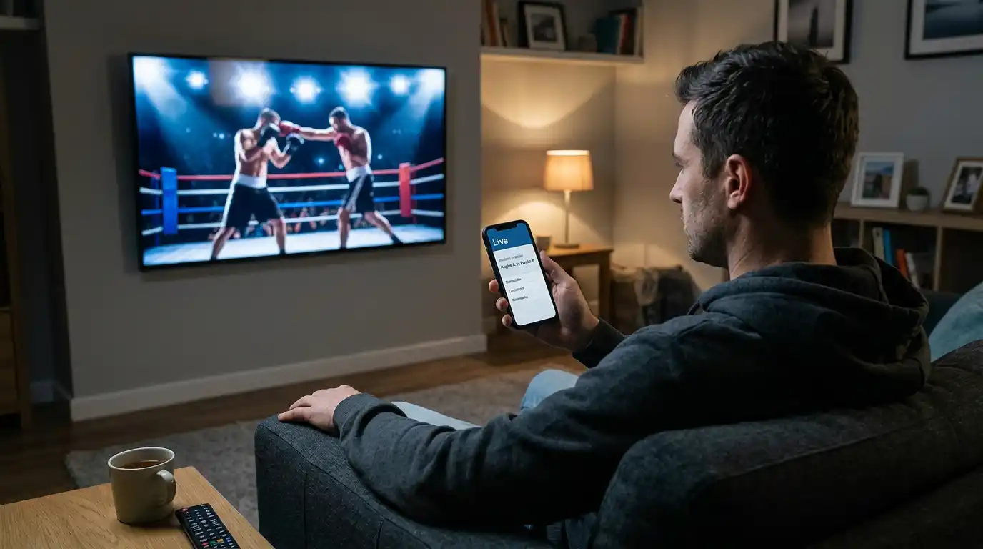 Scommesse live pugilato piazzate da dispositivo mobile durante un title fight serale
