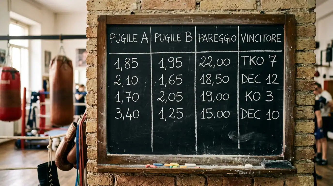 Lavagna scommesse pugilato con quote decimali italiane sul mercato testa a testa